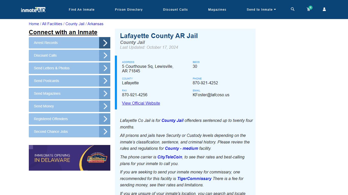 Lafayette County AR Jail - Inmate Locator